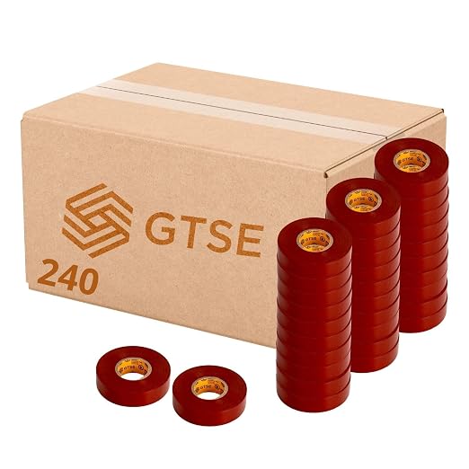 GTSE Brown Electrical Tape, 240 Rolls Bulk Box – Waterproof, Industrial Grade Vinyl, 3/4 in x 66ft– Strong Self-Adhesive PVC Electric Tape for Wire Insulation, 7 Mil, 600V – UL/CSA Listed