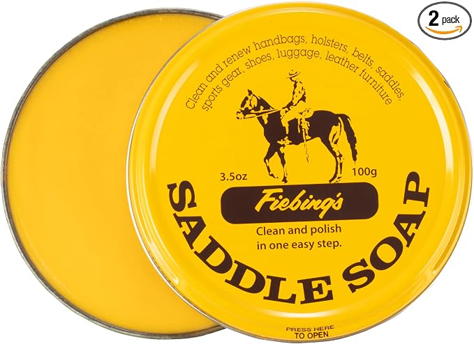 Fiebing's Yellow Saddle Soap for Leather (3.5 oz Tin) - Leather Cleaner & Conditioner to Soften, Protect & Restore Leathercraft - Leather Soap for Car Seat, Couch, Shoe, Purse, Boot, Bag, & Saddles