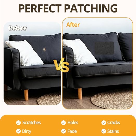 Fabric Repair Tape, Self-Adhesive Couch Patch Repair Fabric Patches for Furniture, Couch Repairing Kit Tape for Upholstery, Carpets, Chairs, Sofas, Pillows Microfiber Velvet 4x79 Inch Brown