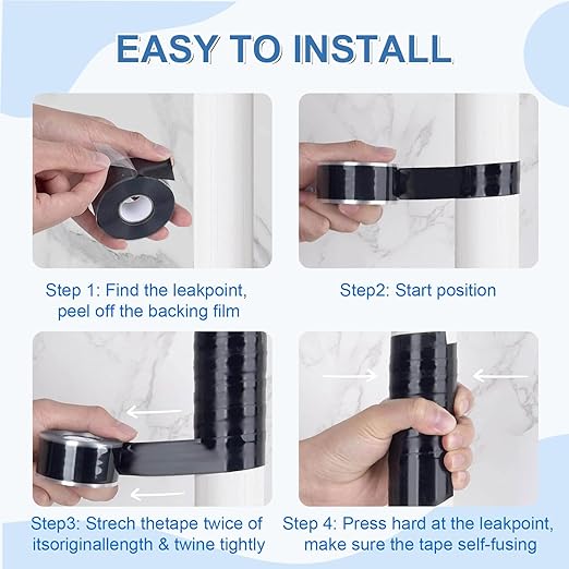 FOURGUN Waterproof Silicone Tape (Black, 2 Rolls Black)