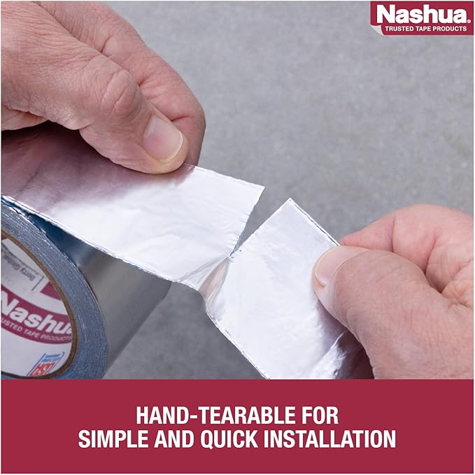 Nashua 361-11 Foil Tape for Waterproofing Repair, 11 mil Thick, 10 m Length, 48 mm Width , Aluminum