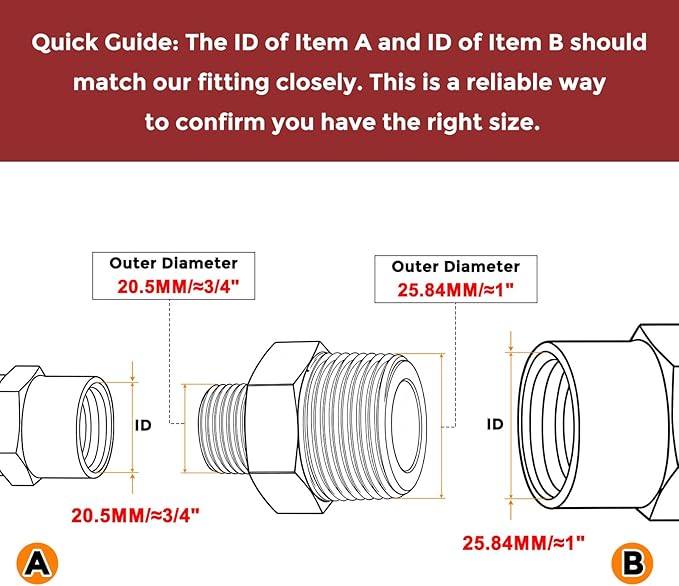 Pack of 2, 3/4" MNPT To 1/2" MNPT Solid Brass Hex Nipple Hose Connectors W/Sealing Tapes, Male Pipe Adapter for Pipe Leak Repair, Bathroom Remodeling, Tool Extension, Compression
