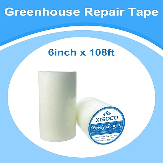 6Inch x 108FT Greenhouse Repair Tape, Greenhouse Tape Heavy Duty Waterproof, UV-Resistant Tent Clear Repair Tape Greenhouse Plastic Sheeting Coverings Film Tape for Sealing and Seaming