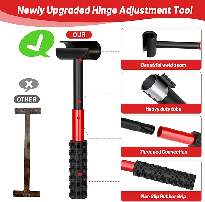 4 in 1 Door Hinge Adjustment Tool Upgraded,Hinge Gap Adjusting Wrench,Door Repair Kit for Residential and Commercial,Hinge Wrench Bender Set with Rubber Grip,Cabinet Alignment Fits 14mm-25mm Hinges