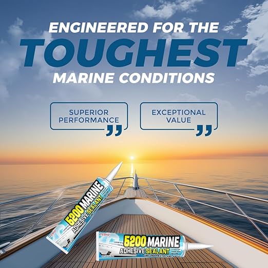 5200 Marine Sealant Adhesive Fast Cure - Permanent, Watertight Bonding and Sealing - UV Resistant, Above & Below Waterline- for Boats, Hulls, Decks & RVs,Pond Sealant 3oz (2Pack White)
