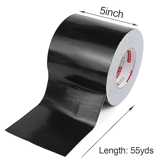 JIALAI HOME Wide Duct Tape, Industrial Grade Black Wide Tape 5 inches x 55 Yards (164 ft), 9 Mil Heavy-Duty, Waterproof, Strong, Flexible, No Residue, UV Resistant for Crafts & Home Improvement