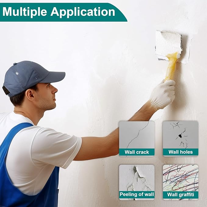 WYIRONG 19 Pack Drywall Repair Kit for Large Holes, 2/4/6/8 Inch Dry Wall Patch Kits for Erase a Small Nail Hole, Plaster Wall Patching Self Adhesive Aluminum Mesh with Scraper and Sandpaper