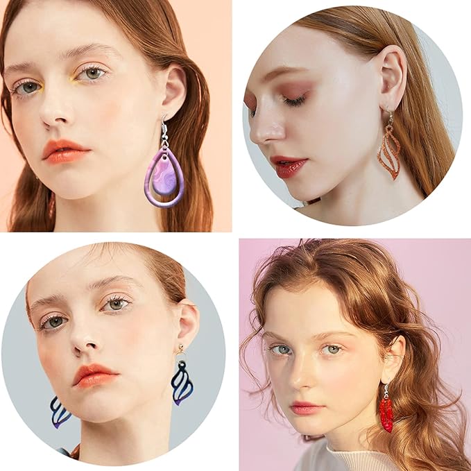 105Pcs Resin Molds Silicone Kit, 5pcs Earring Silicone Molds for Resin Jewelry Epoxy Casting Molds with Earring Hooks for DIY Unique Earrings Epoxy Resin Molds, Earring Jewellery Resin Craft
