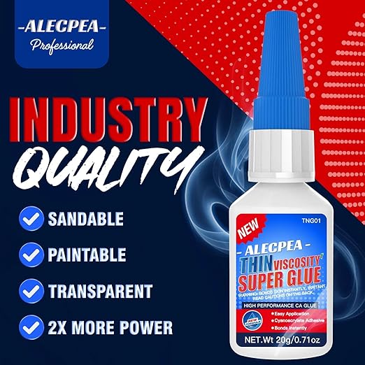20g Thin CA Glue (2-3 CPS), 2-5 Second Cure Time - Ideal for Hobbies and Precision Work: Woodworking, Model Making (Cars, Airplanes), Pen Turning, Inlays, and Surface Stabilization