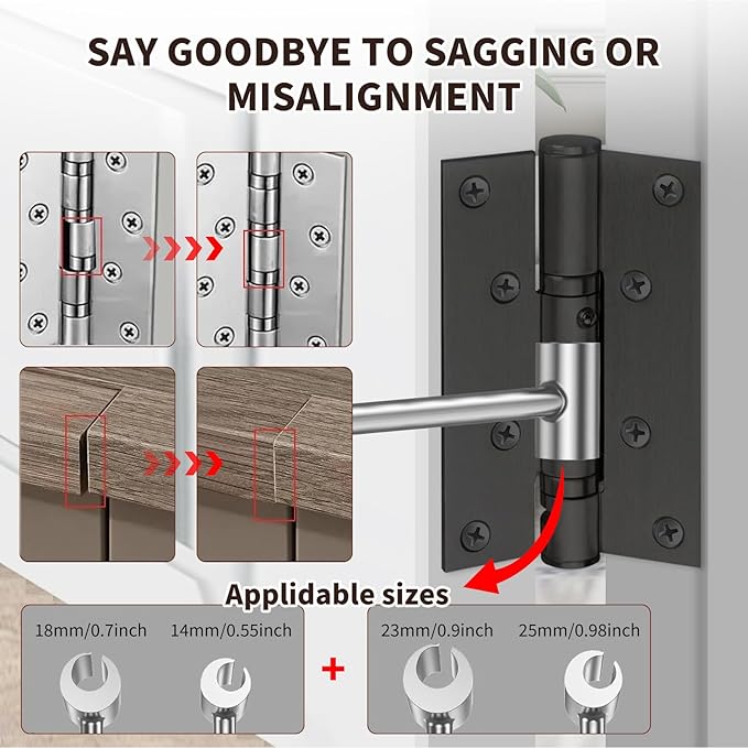 Door Hinge Adjustment Tool, 14-25mm Hinge Gap Adjusting Wrench, 2pcs Double-Ended Door Hinge Repair Tool, Heavy-Duty Hinges Bender for Residential, Fire, Security, Cleanroom Doors