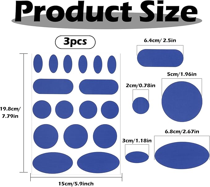 Waterproof Self-Adhesive Fabric Repair Tape - Tent Repair Kit,51pcs Nylon Fabric Patches for Tent, Jacket, Clothes, Puffer Down Jacket,Sleeping Bag, Outdoor Gear Tenacious Repairs Tape, Royal Blue