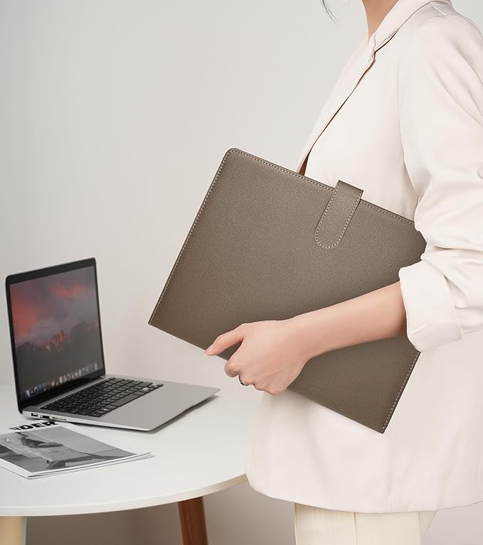 Zreal Padfolio Portfolio Binder with Clipboard & Card Holder, Faux Leather File Folder, Folio Resume Paper Organizer for A4 Letter Size Document, Legal Pad Holder for Women Man (Taupe)