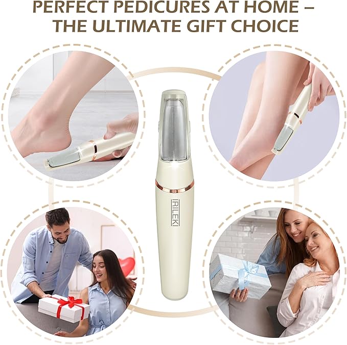 Upgraded Electric Foot Callus Remover, IRILEKI Callus Removers for Feet, Pedicure Tools for Feet, Rechargeable Portable Foot File Pedicure Tools, Foot Care for Dead Skin, for Feet & Hands (Beige)