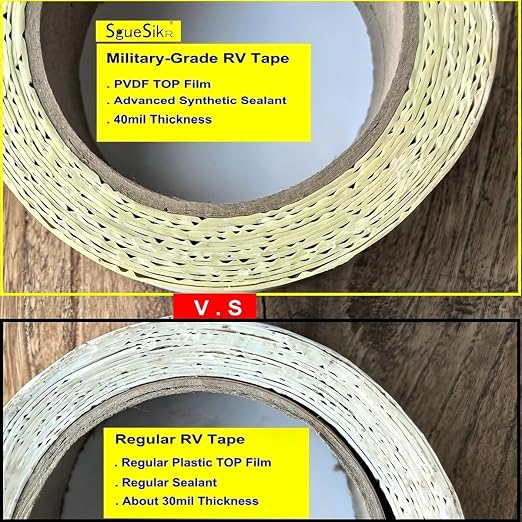 Military-Grade PVDF Butyl RV Repair Sealant Tape, 40mil Thick | UL94 V-0 Flame Retardant & IP68 Waterproof | Self-Adhesive Flashing Tape for RVs, Boats, Roofs, Pipes, Gutters - 2" x 16.4ft