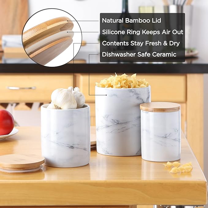DII Kitchen Accessories Retro Collection, Ceramics, Canister Set, Honey, 3 Piece