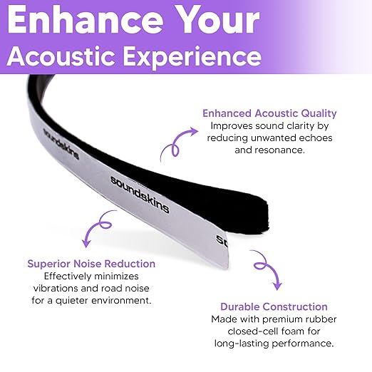 Soundskins Silent Insulation Strip Sound Deadening Closed Cell Acoustic Foam Tape SSK-Strip Rubber Closed Cell Foam, 1 Roll (3/8" Wide)
