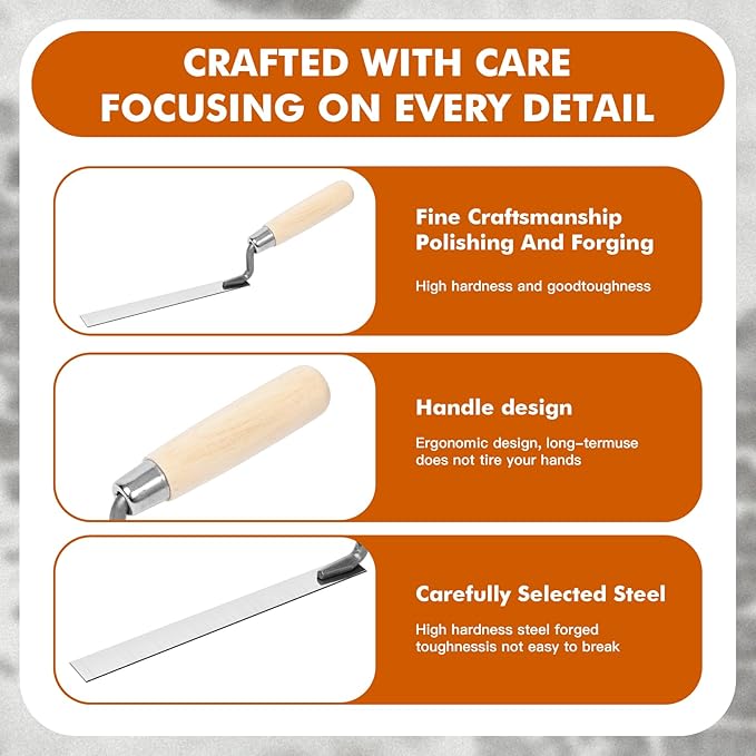 6 Pcs Tuck Pointer Trowel Set, Pointing Trowel Brick Jointer Cement Tool, Mortar Repair and Masonry Tools for Tuck Pointing