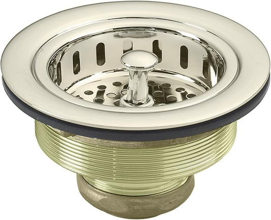 Westbrass D214-05 3-1/2" Post Style Large Kitchen Sink Basket Strainer, Polished Nickel