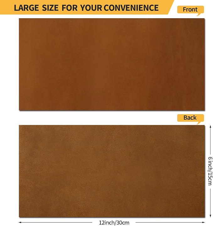 RingSun Bourbon Brown Genuine Leather Sheets for Craft (2mm), Full Grain Leather for Tooling Craft Sewing(6''X12'', Bourbon Brown)