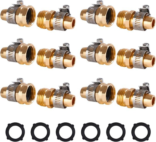 Dalmbox Garden Hose Quick Connector, 3/4" Male and Female Quick Release Garden Hose Connect Fittings With 6 Rubber Washers,6 sets