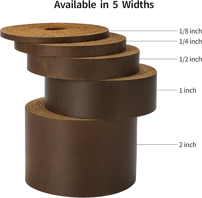 Ringsun 1/2 Inch Wide Flat Leather Straps for Crafts, Full Grain Leather Strips Cord String for Crafts, Tooling (2mm Thick 72.5 Inches Long Dark Brown)