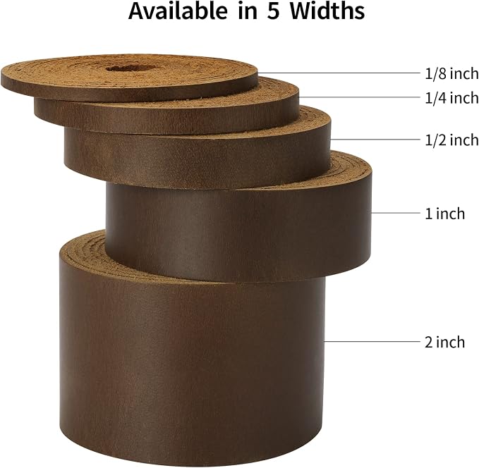 Ringsun 1/8 Inch Wide Flat Leather Strips for Crafts, Leather Shoe Laces Boot Laces Full Grain Leather Straps Cord String for Crafts, Tooling (2mm Thick 72.5 Inches Long Dark Brown)