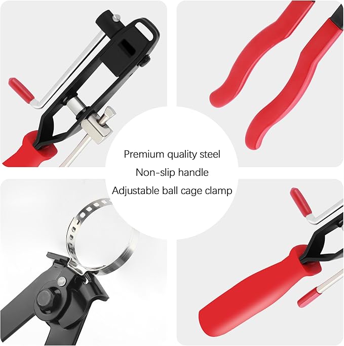 CV Boot Clamp Pliers Kit,1PC CV Joint Boot Clamp Pliers + 1PC Ear Clamp Pliers + 10PCS Clamps,Universal Car Accessories for Most Vehicles (Pliers/2PCS)