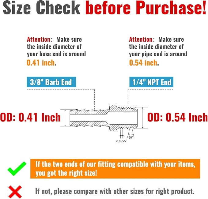 SUNGATOR 2-Pack 3/8" Barb to 1/4" NPT Air Hose Fittings, Brass Air Hose Repair Kit with Sealant, 3/8" Barb to 1/4" NPT Male Brass Fittings, Barbed Gas Line Repair Connectors with 2 Clamps