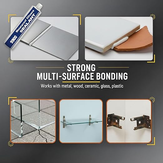 All-Purpose Super-Bonding Structural Sealant, 9900 Sealant Waterproof, Waterproof Adhesive 9900, Multi-Surfaces Adhesive for Roof Bathroom Tile (White-1PCS)