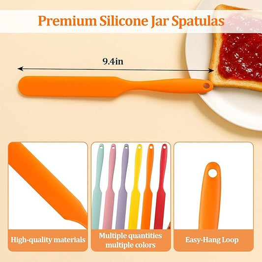 6 Pack Silicone Jar Spatula Small Silicone Spatulas Mini Jar Scraper for Peanut Butter, Mayo, Jams Flexible Kitchen & Baking Tools