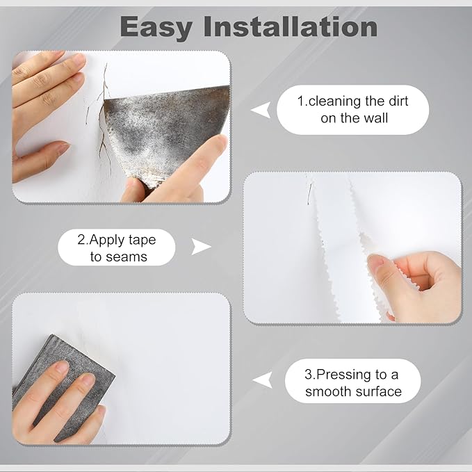 Self Adhesive Crack Repair Tape Drywall Joint Tape Patch Wall Seam Patch Heavy Duty Smooth Roll for Concrete Repair, White (2'' X 50')