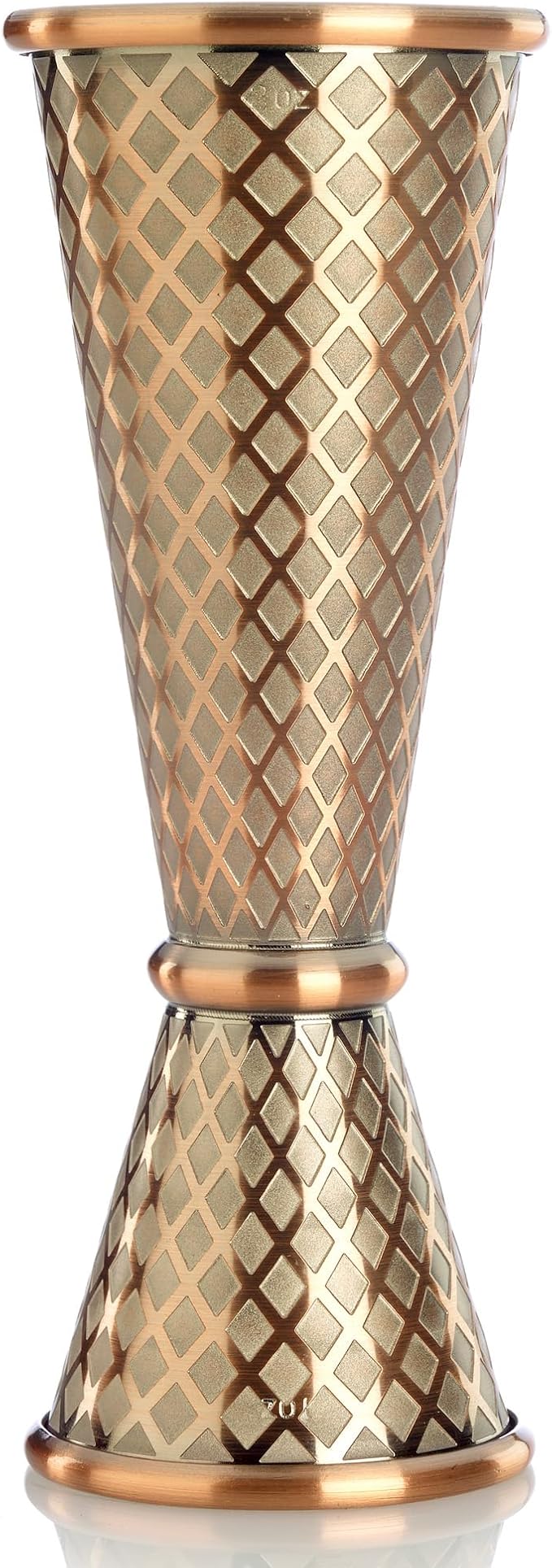 Barfly 1 x 2 oz. Diamond Lattice Etch Japanese Style Jigger, Antique Copper