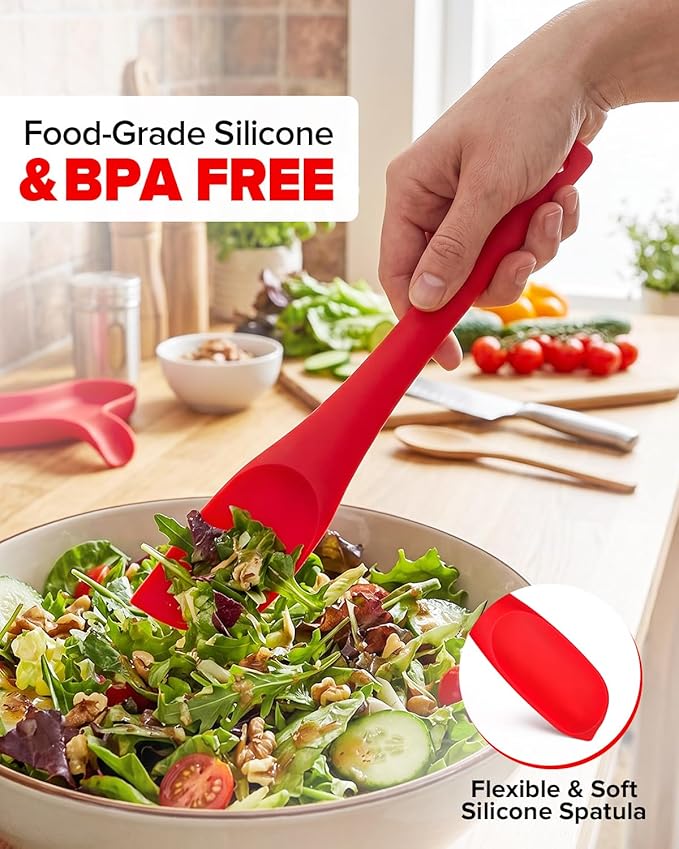 Silicone Scraper Spatula Set, BPA Free Food Grade Rubber Spatulas, Flexible Baking Mixing Tool, Heat Resistant Bowl Scrapers for Nonstick Cookware, 3 Pack (11.3 inch)