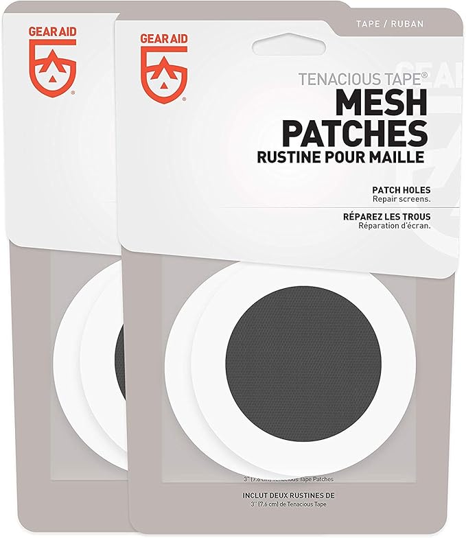 Gear AID Tenacious Tape Mesh Patches for Repairing Holes in Tents, Bug Screens, Mosquito Netting, No-See-ums and More, 3” Rounds