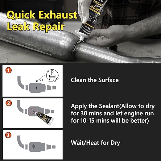 LOCBONDSO High Temp Exhaust Repair Kit, Muffler Repair Kit & Exhaust Sealant, Exhaust Leak Repair for Muffler, Tailpipe, Exhaust System, 5.3 oz.