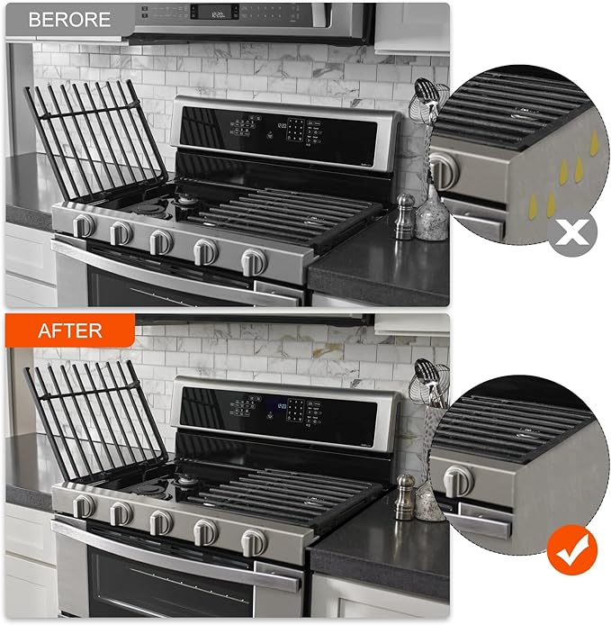 uxcell Stove Gap Covers, Kitchen Stove Gap Filler, Aluminum Oven Gap Cover 25.59 in Length, Heat Resistant and Easy to Clean, Protect Gap Filler Sealing Spills on Countertop Stove, Black