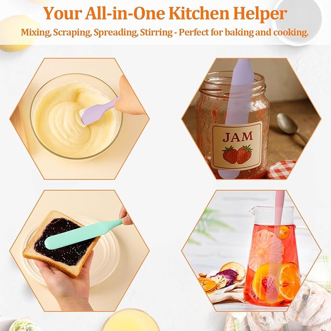 3 Pack Silicone Jar Spatula Small Silicone Spatulas Mini Jar Scraper for Peanut Butter, Mayo, Jams Flexible Kitchen & Baking Tools(Color B)