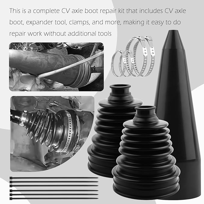 CV Boot Repair Kit,Water&Dust Resistant CV Axle Boot Repair Kit with CVs Boots Clamps & Expander Tool,Professional CVs Joint Boots Kits for Calibers 3.56",2.96",2.46"