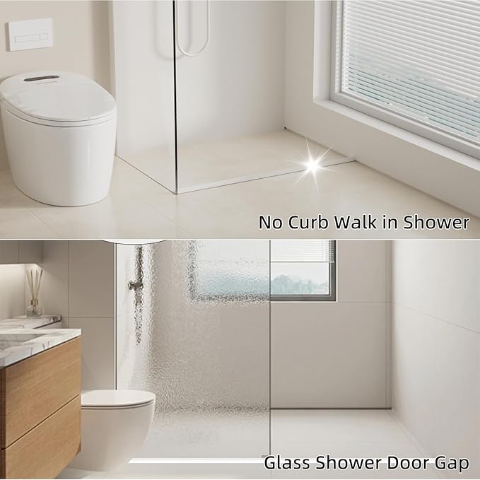 67 Inch Selfadhesive Shower Threshold Water Dam Barrier Silicone Waterproof Shower Dam Water Stopper Bathroom and Kitchen Water Seal Strip Guard for Dry and Wet Separation(Transparent)