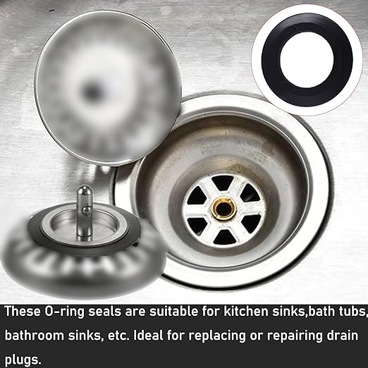 5 Pack Sink Drain Bracket Seal Ring, Kitchen Sink Drainer Rubber Washe Replacement Kit for Bathroom Sink Bathtub Drain Plug