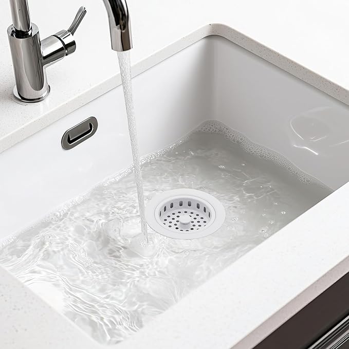Westbrass D2145-50 3-1/2" Post Style Large Kitchen Sink Basket Strainer, Powder Coat White (2-Pack)