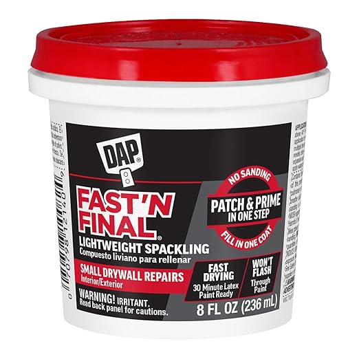 DAP Fast 'N Final Lightweight Spackling, White, 8 Oz (7079812140)