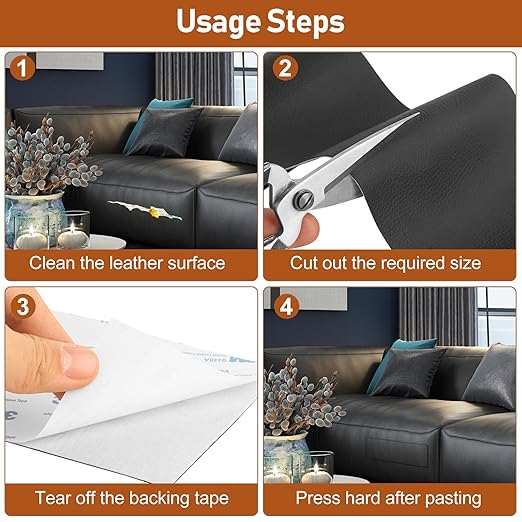 Vinyl Repair Kit, Leather Repair Kit 4 x 70 inches Leather Repair Patch for Furniture, Leather Couch Patch for Sofas, Furniture, Car Seats, Office Chairs, Interior - Ivory