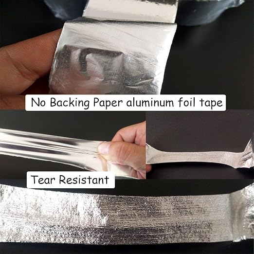 No Backing Paper Aluminum Foil Tape, High Temperature Sealing and Patching 49 Yards, Duct Tape Heavy Duty, Adhesive Tape for HVAC, Air Ducts, Metal Repair, Foamboard, Insulation, Dryer Vent 3.94in