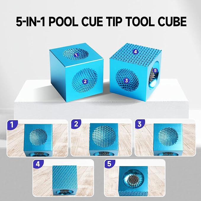 GSE Games & Sports Expert Billiard Pool Cue Tip Tool, Stick Scuffer/Shaper/Aerator/Joint Protector Tool, Billiard Accessories