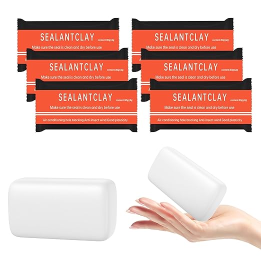 6 Pack White Seal Putty Quick Mending Waterproof White Sealant Putty - Ideal Sealing Clay for Air Conditioning Gaps,Drain Pipes & Duct Repair,Duct Seal Repair