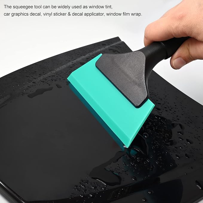 EHDIS Small Squeegee 5 inch Rubber Window Tint Windshield Scraper for Car,Glass, Mirror, Shower, Door,Bathroom Cleaning (Light Blue)