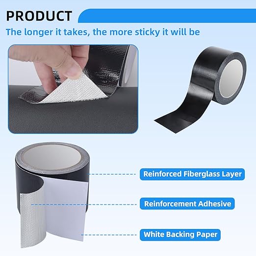 Heavy Duty Repair Tape for Tarp, Waterproof RV Awning, Outdoor Tarp, Canvas, Boat Covers, Sail, Tear Repair Patch Kit (White)