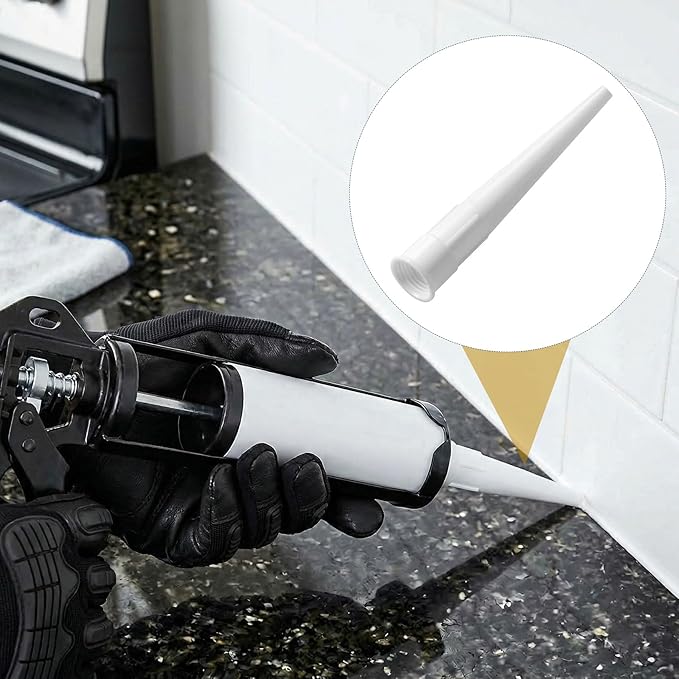 HINZIC 20pcs Caulking Gun Extender Nozzle Tip, 4 Inch Plastic Caulking Tip Extension Nozzle, Universal Caulk Tool Extender Replacement for Home, Office, Industry- White
