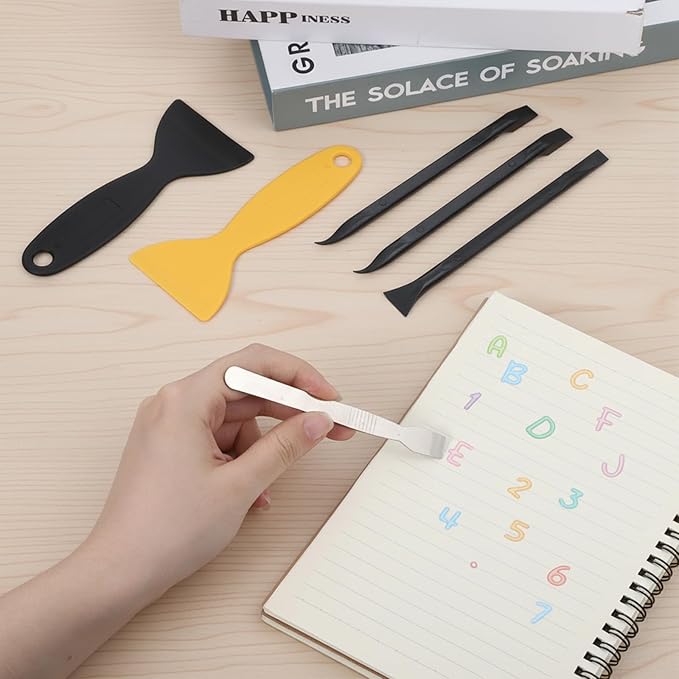 Crevice Cleaning Tool Set, 6Pcs Plastic Scrapers Non Scratch Multi-Purpose Plastic Scraper for Tight Space and Gaps Perfect to Remove Stickers Labels Oil Stains Dirt